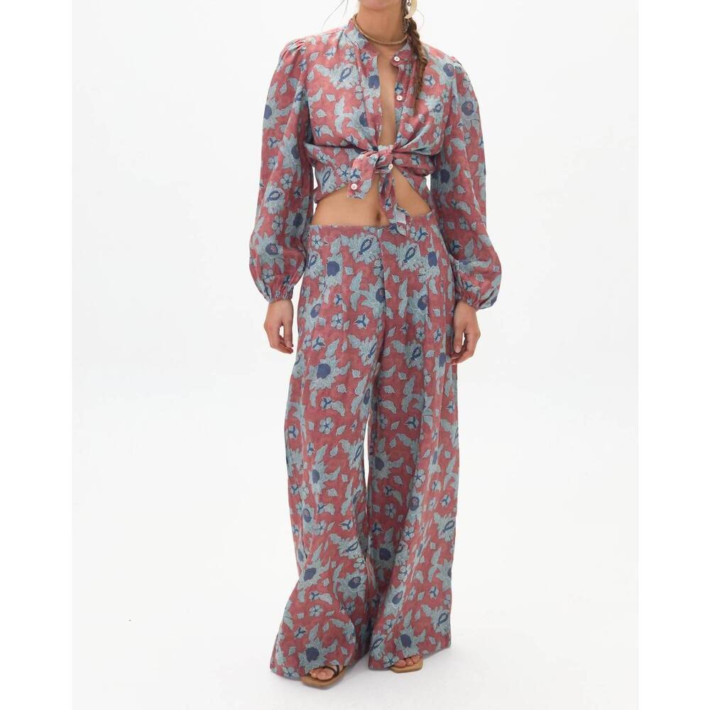 NEW LANTHROPY culotte linen pants in matilde print